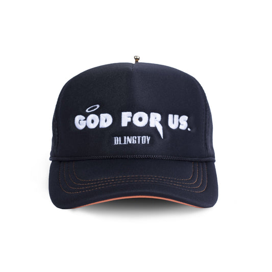 Snapback God for Us Noir de luxe marque française france homme femme classique mixte unisexe de qualité bio haute couture prêt-à-porter streetwear accessoire de qualité légère rembourrée confortable réglable fermeture réglable broderie god for us.
