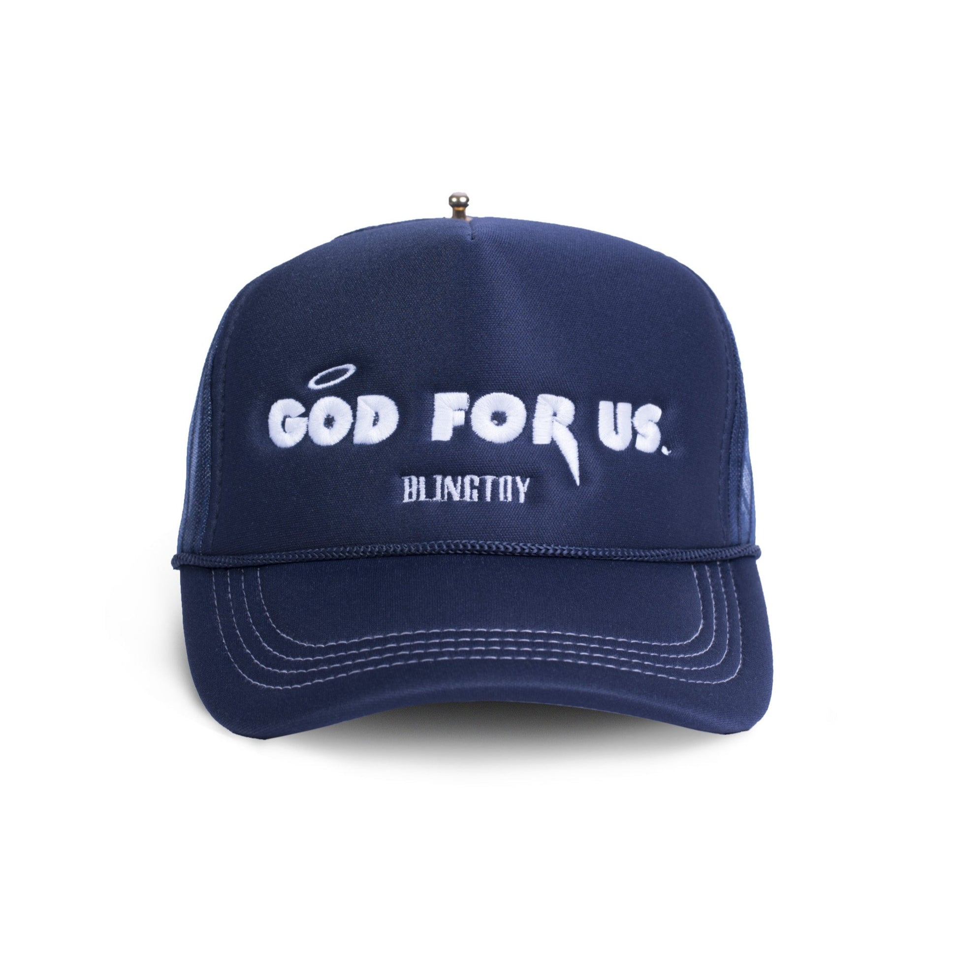 Snapback God for Us Bleu de luxe marque française france homme femme classique mixte unisexe de qualité bio haute couture prêt-à-porter streetwear accessoire de qualité légère rembourrée confortable réglable fermeture réglable broderie god for us.