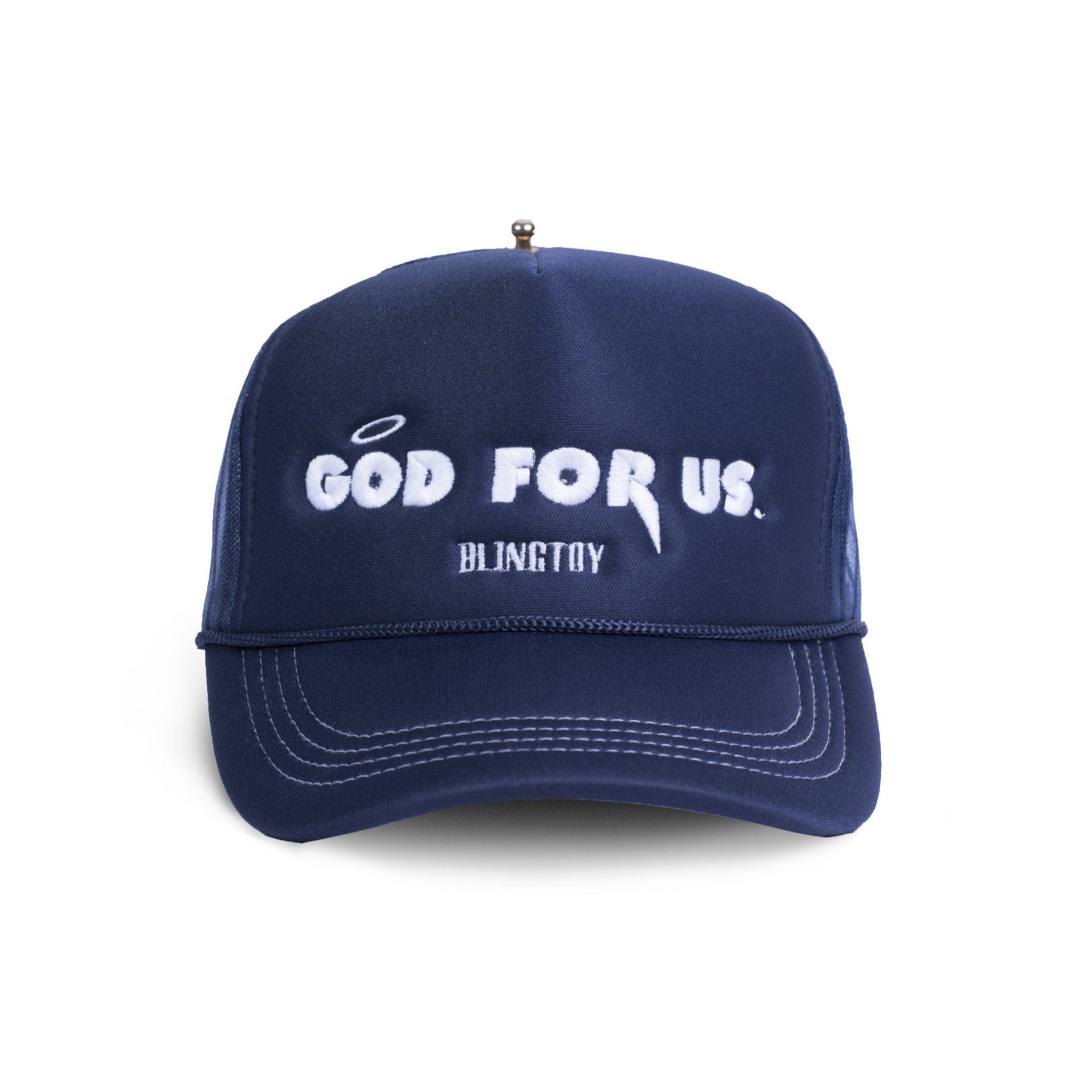 Snapback God for Us Bleu de luxe marque française france homme femme classique mixte unisexe de qualité bio haute couture prêt-à-porter streetwear accessoire de qualité légère rembourrée confortable réglable fermeture réglable broderie god for us.