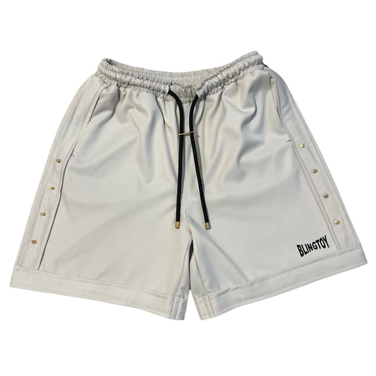 Short Galion White Cream Blanc Gris Crème de luxe oversize marque française france homme femme classique mixte unisexe de qualité bio haute couture prêt-à-porter streetwear vêtement textile de qualité imprimé blingtoy confortable avec poches ajustable en coton.